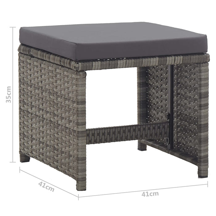 VXL Garden Stools 2 Pcs and Anthracite Gray Synthetic Rattan Cushions