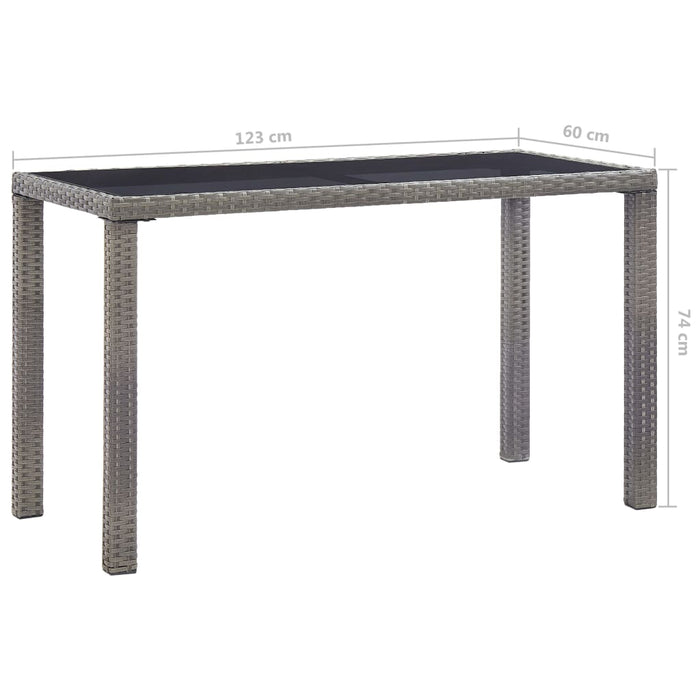 VXL Anthracite Gray Synthetic Rattan Garden Table 123X60X74 Cm