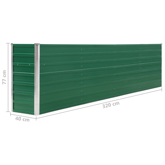 VXL Jardinera elevada de acero galvanizado verde 320x40x77 cm