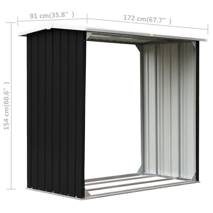 VXL Garden Shed for Firewood Galvanized Steel Gray 172X91X154 Cm