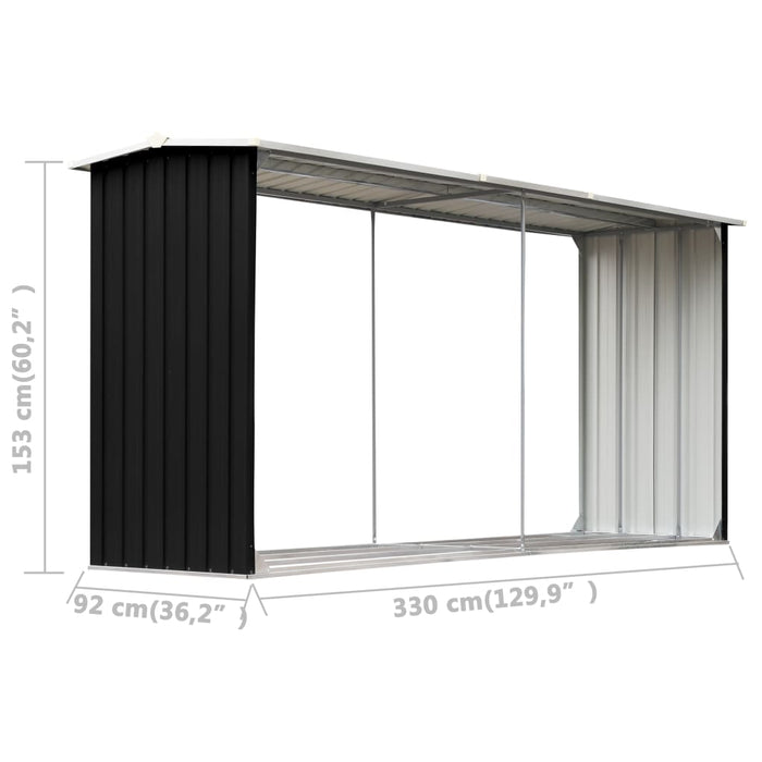 VXL Firewood Shed Anthracite Galvanized Steel 330X92X153 Cm