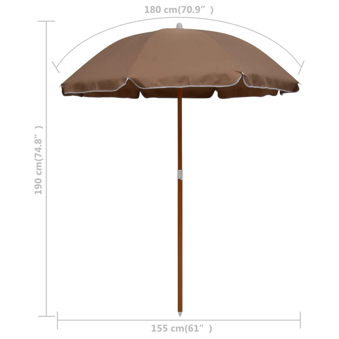 VXL Umbrella with Taupe Gray Steel Pole 180 Cm