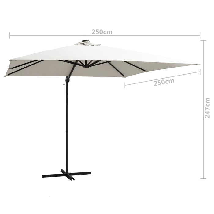 VXL Cantilever Umbrella With Led Lights And Steel Pole Sand 250X250 Cm
