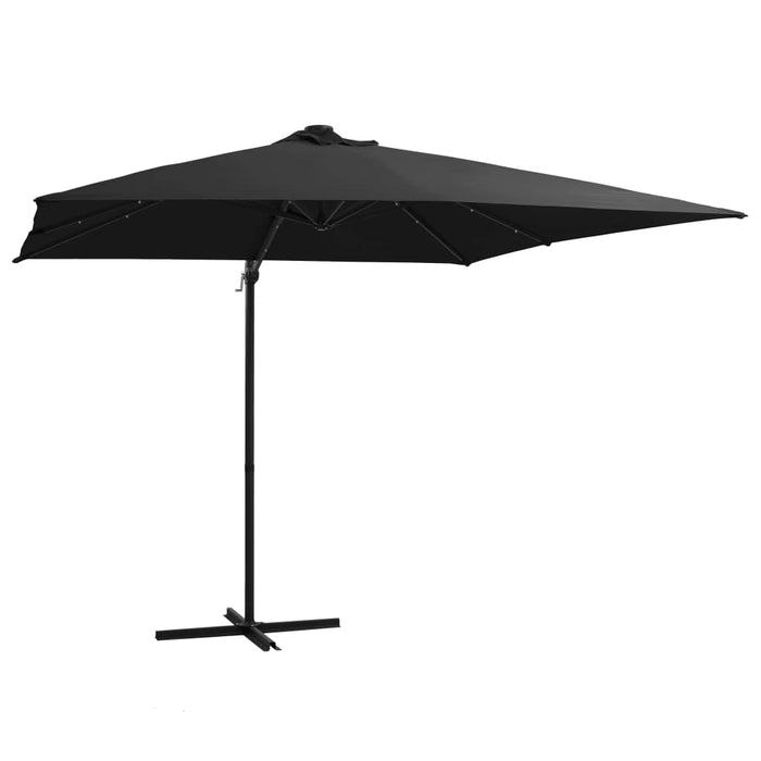 VXL Cantilever Umbrella With Led Lights And Black Steel Pole 250X250 Cm