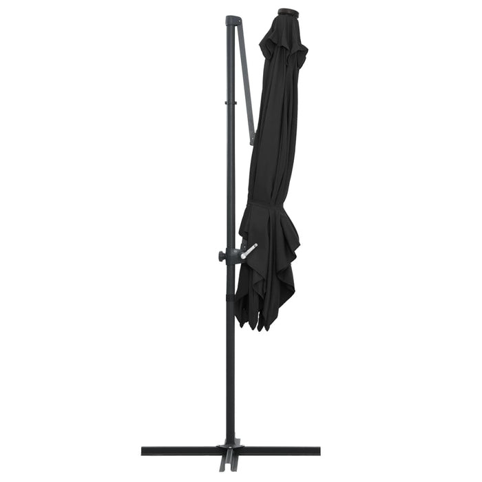 VXL Cantilever Umbrella With Led Lights And Black Steel Pole 250X250 Cm