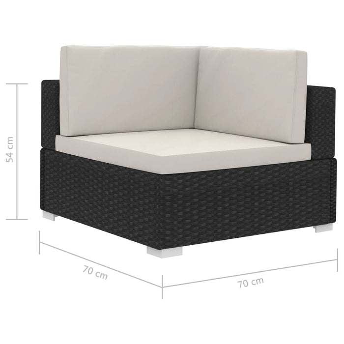 VXL Corner Sectional Seat With Cushions 2 Pzas Rattan Pe Black