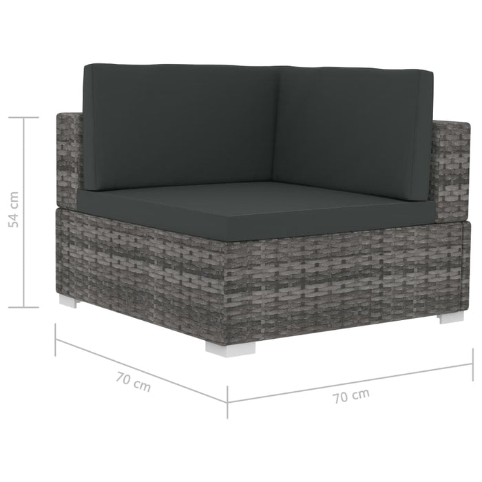 VXL Corner Sectional Seat With Cushions 2 Pzas Rattan Pe Grey