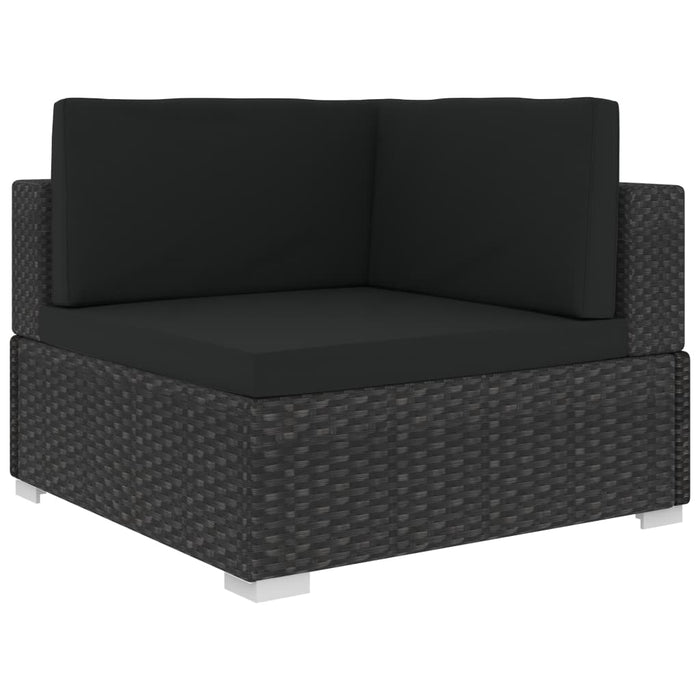 VXL Corner Sectional Seat With Cushions 2 Pzas Rattan Pe Black