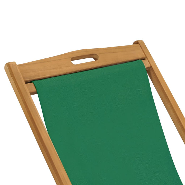 VXL Solid Teak Wood Folding Beach Chair Green