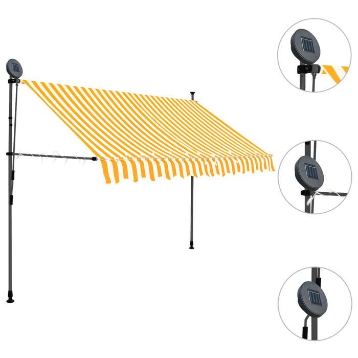 VXL Manual Retractable Awning with White and Orange Led 250 Cm