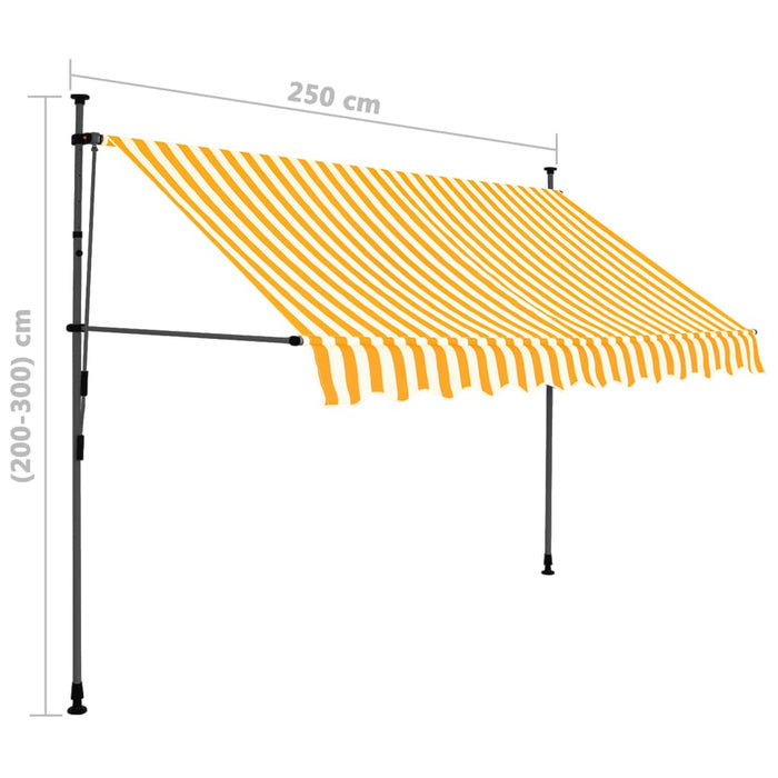VXL Manual Retractable Awning with White and Orange Led 250 Cm