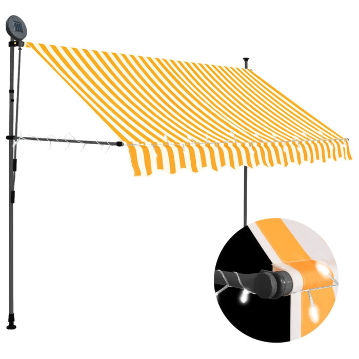 VXL Manual Retractable Awning with White and Orange Led 300 Cm