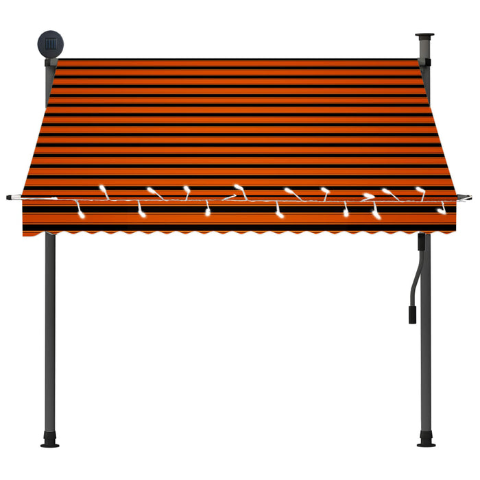 VXL Manual Retractable Awning with Orange and Brown Led 200 Cm