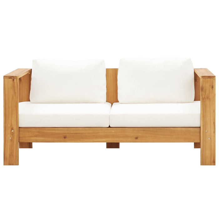 VXL Garden Sofa with Cushion Acacia Wood Cream White 140 Cm