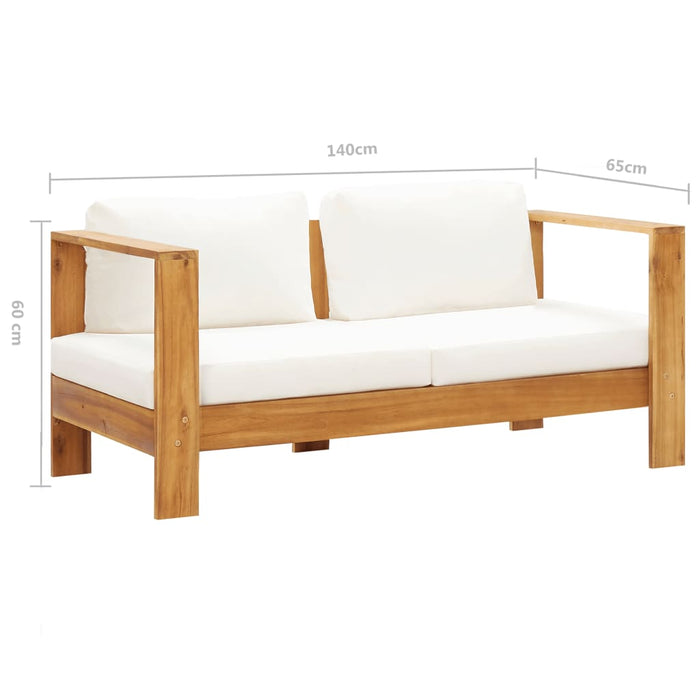 VXL Garden Sofa with Cushion Acacia Wood Cream White 140 Cm