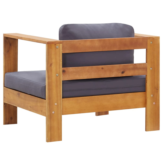 VXL Garden Chair with Cushion Solid Acacia Wood Dark Gray