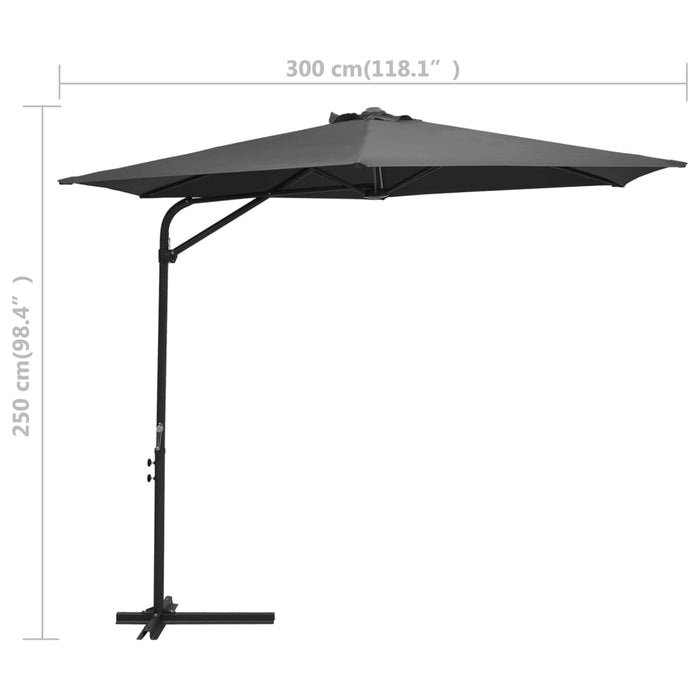 VXL Garden Umbrella with Steel Pole Anthracite Gray 300X250 Cm