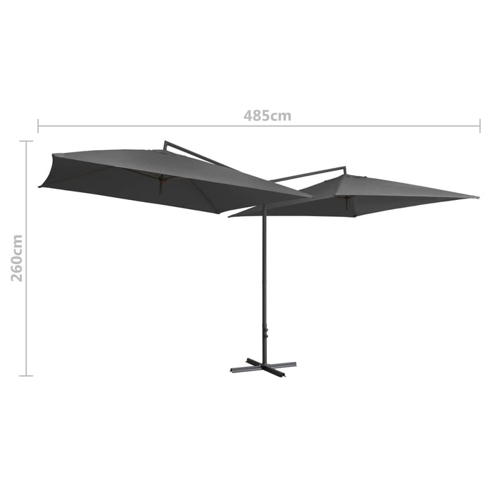VXL Double Garden Umbrella Anthracite Steel Pole 250X250 Cm