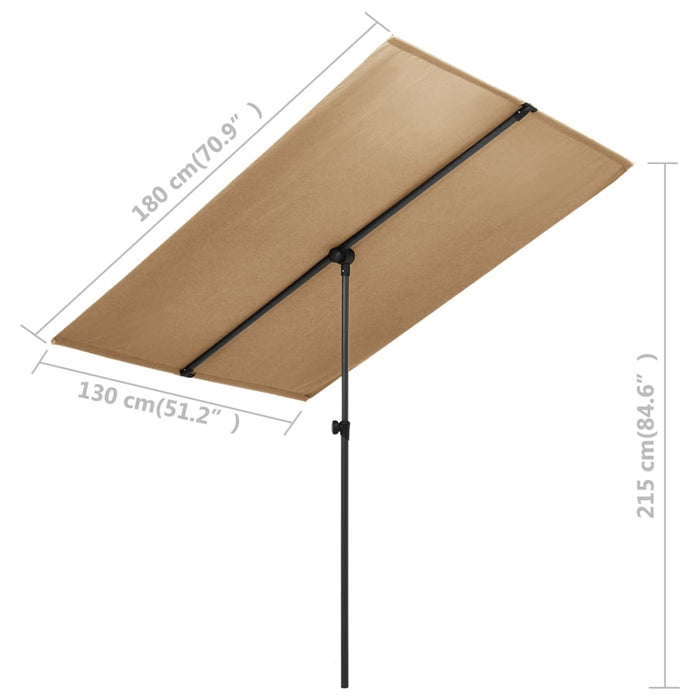 VXL Garden Umbrella with Taupe Gray Aluminum Pole 180X130 Cm