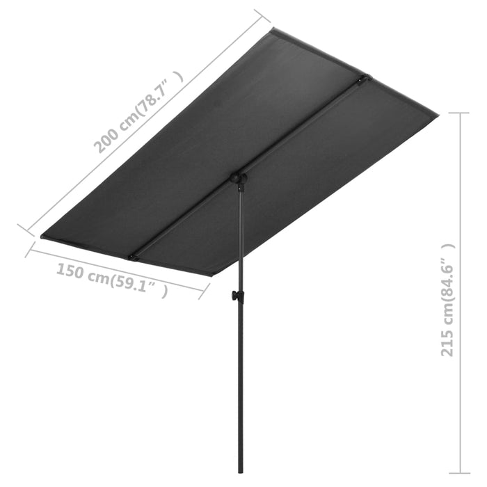 VXL Garden Umbrella with Anthracite Gray Aluminum Pole 2X1.5 M