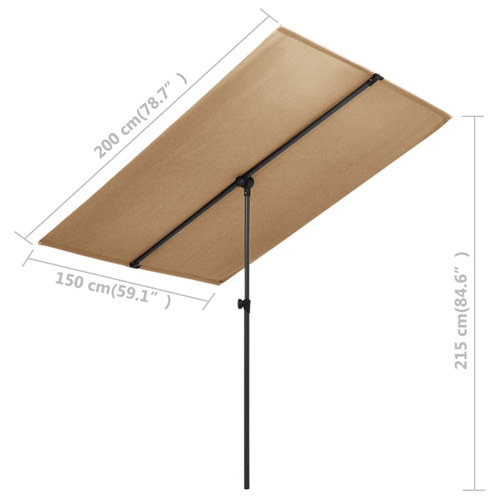 VXL Garden Umbrella with Taupe Gray Aluminum Pole 2X1.5 M