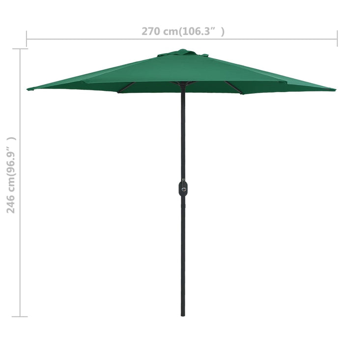 VXL Garden Umbrella with Green Aluminum Pole 270X246 Cm