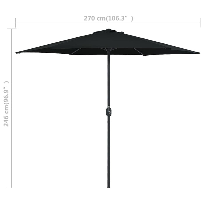 VXL Garden Umbrella with Black Aluminum Pole 270X246 Cm