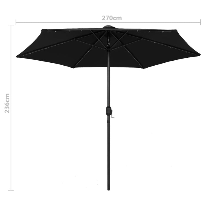 VXL Umbrella With Led Lights And Black Aluminum Pole 270 Cm