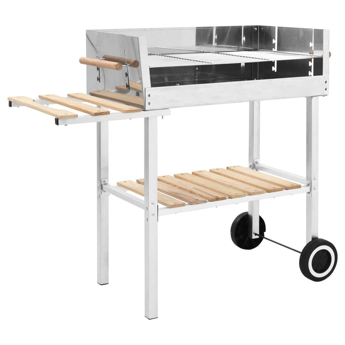 VXL XXL portable charcoal barbecue stainless steel with 2 shelves