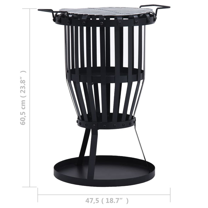 VXL Garden Brazier with BBQ Grill Stainless Steel 47.5 Cm