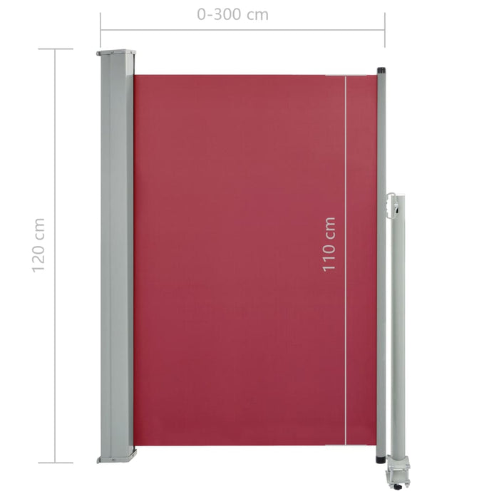 VXL Retractable Garden Side Awning Red 120X300 Cm