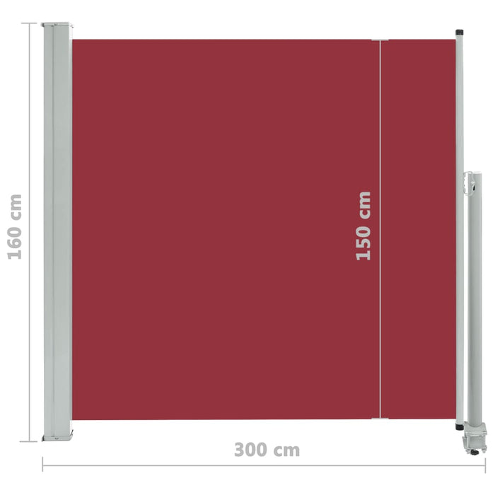 VXL Retractable Garden Side Awning Red 160X300 Cm