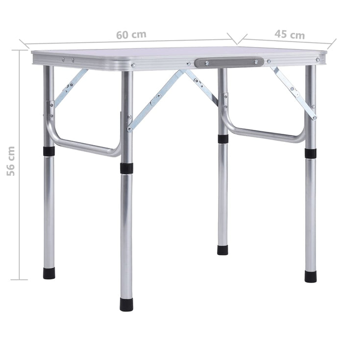 VXL White aluminum folding camping table 60x45 cm