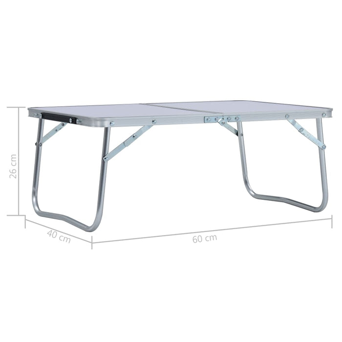 VXL Mesa de camping plegable aluminio blanca 60x40 cm