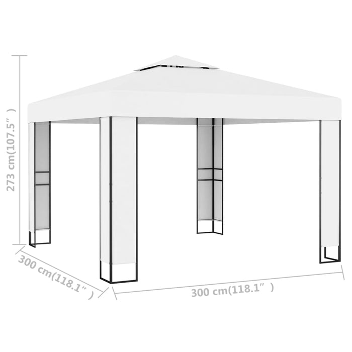 VXL Gazebo With Double Roof White 3X3 M