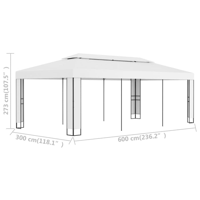 VXL Gazebo With Double Roof White 3X6 M