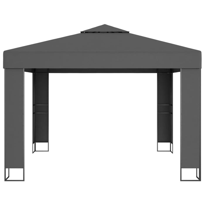 VXL Gazebo With Double Roof Anthracite Gray 3X3 M