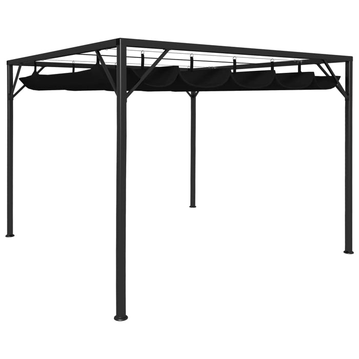 VXL Garden Gazebo With Retractable Roof Anthracite Gray 3X3 M