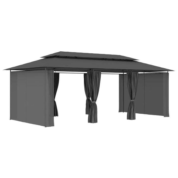 VXL Gazebo With Anthracite Gray Curtains 600X298X270 Cm