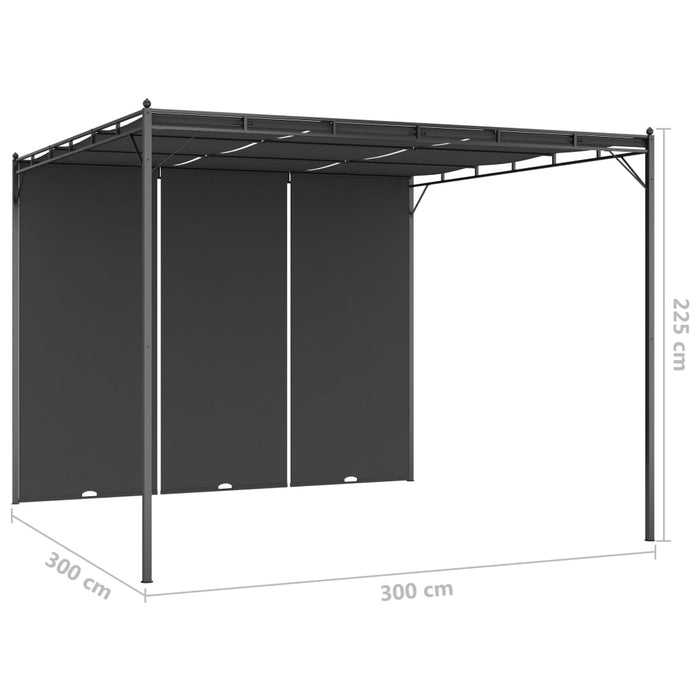 VXL Garden Gazebo With Side Curtain Anthracite Gray 3X3X2.25 M