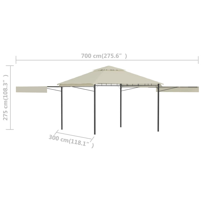 VXL Gazebo With Extendable Double Roof Cream 3X3X2.75M 180G/M²
