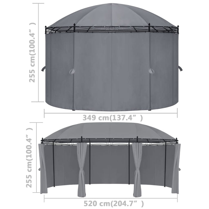 VXL Gazebo With Anthracite Gray Curtains 520X349X255 Cm