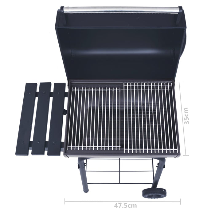 VXL Charcoal Barbecue with Smoker and Bottom Shelf Black
