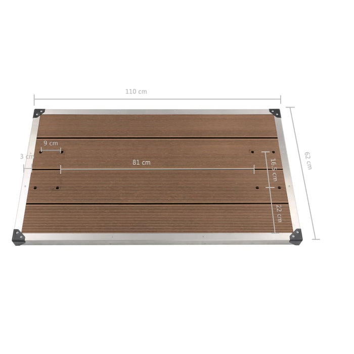 VXL Garden Shower Tray Wpc Stainless Steel Brown 110X62 Cm