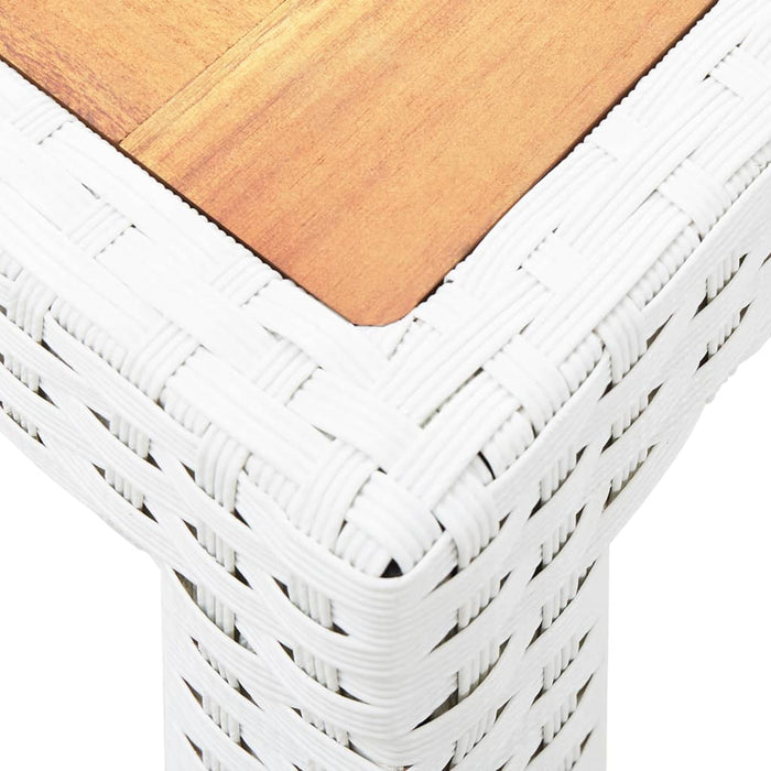 VXL Garden Table Synthetic Rattan Acacia Wood White 150X90X75Cm