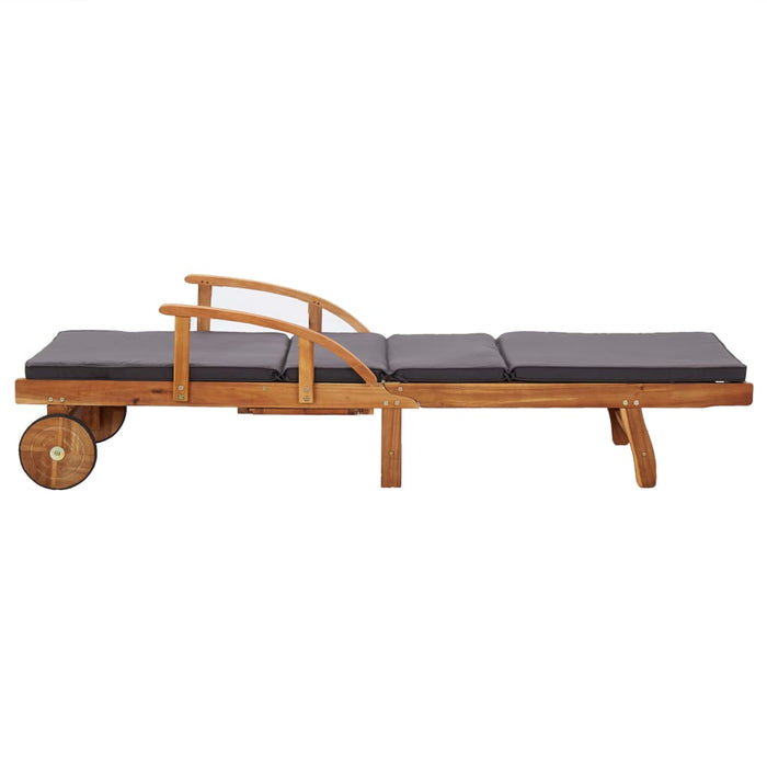VXL Lounger with Cushion Solid Acacia Wood