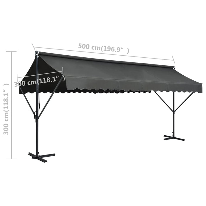 VXL Free Standing Awning Anthracite Gray 500X300 Cm