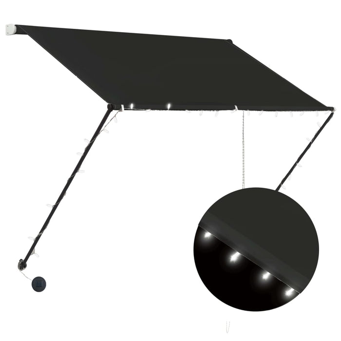 VXL Retractable Awning With Led Anthracite Gray 200X150 Cm