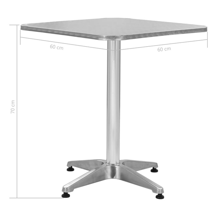 VXL Silver Aluminum Garden Table 60X60X70 Cm