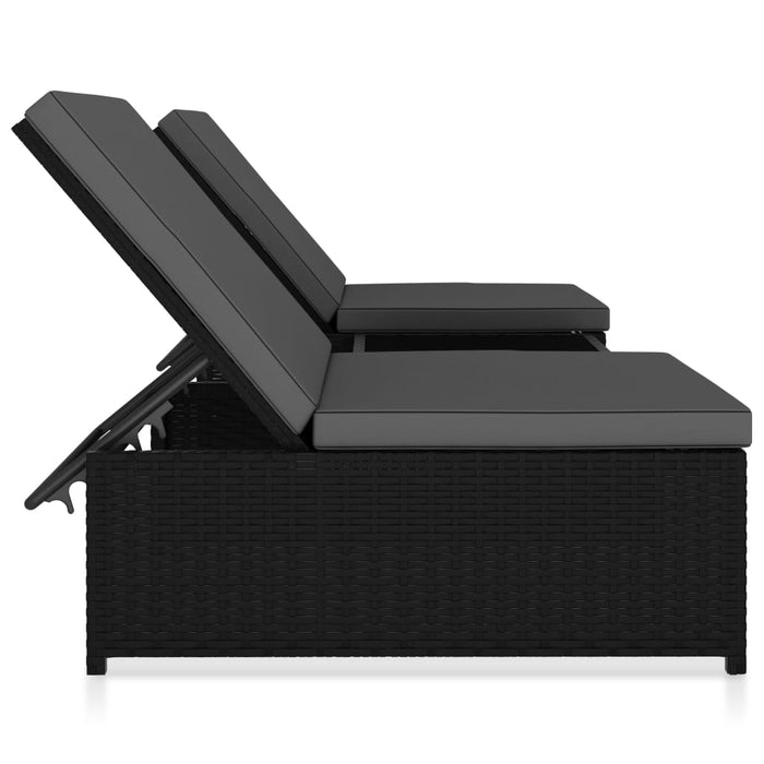 VXL Sun Loungers With Table 2 Units Black Synthetic Rattan